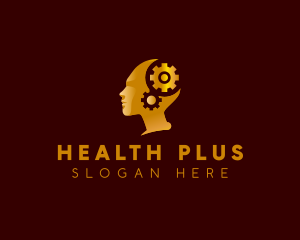 Mental Health Brain Cogwheel logo design