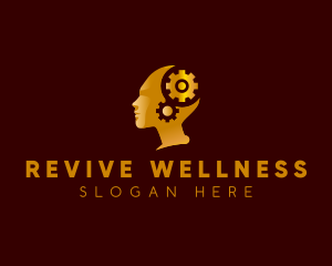 Rehab - Mental Health Brain Cogwheel logo design