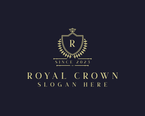 Crown Shield Wreath logo design