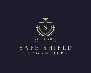 Crown Shield Wreath logo design