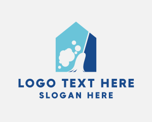 House - Broom House Cleaning logo design