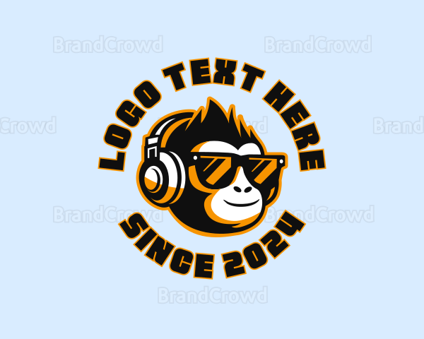 DJ Headphones Monkey Logo