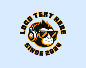 Streaming - DJ Headphones Monkey logo design