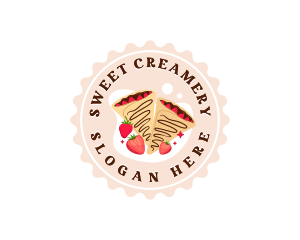 Fruity Strawberry Crepe logo design