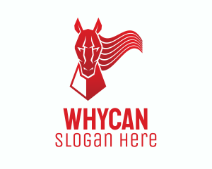 Equestrian - Red Horse Mane logo design