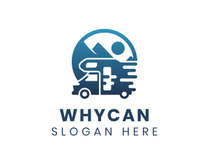 Blue Camper Van Vehicle Logo