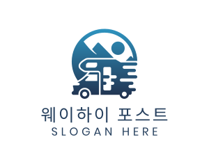 Blue Camper Van Vehicle logo design