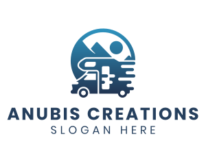 Blue Camper Van Vehicle logo design