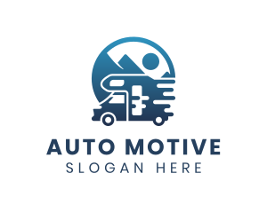 Vehicle - Blue Camper Van Vehicle logo design