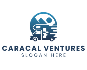 Blue Camper Van Vehicle logo design