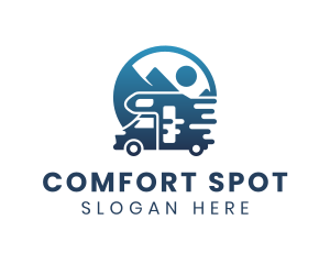 Blue Camper Van Vehicle logo design