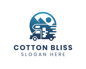 Blue Camper Van Vehicle logo design