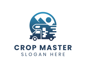 Blue Camper Van Vehicle logo design