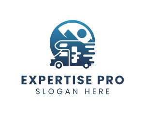 Blue Camper Van Vehicle logo design