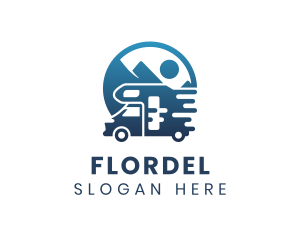 Blue Camper Van Vehicle logo design