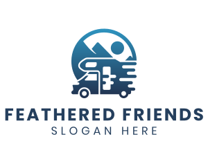 Blue Camper Van Vehicle logo design