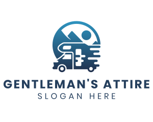 Blue Camper Van Vehicle logo design