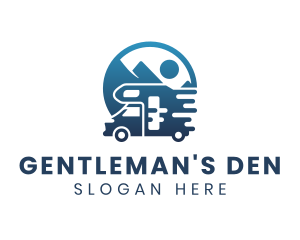 Blue Camper Van Vehicle logo design