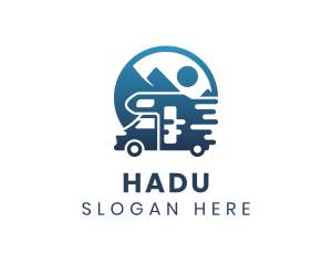 Blue Camper Van Vehicle logo design