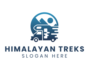 Blue Camper Van Vehicle logo design