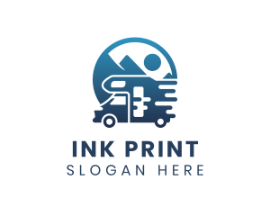 Blue Camper Van Vehicle logo design