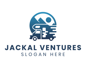 Blue Camper Van Vehicle logo design