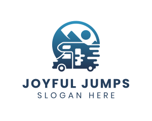 Blue Camper Van Vehicle logo design