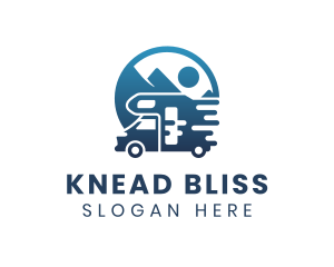 Blue Camper Van Vehicle logo design