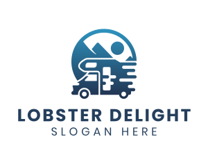 Blue Camper Van Vehicle logo design