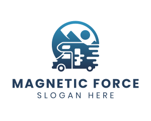 Blue Camper Van Vehicle logo design