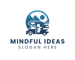 Blue Camper Van Vehicle logo design