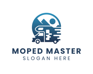 Blue Camper Van Vehicle logo design