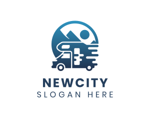 Blue Camper Van Vehicle logo design