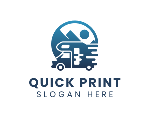 Blue Camper Van Vehicle logo design