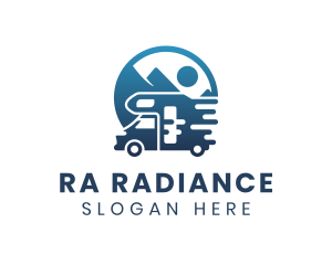 Blue Camper Van Vehicle logo design