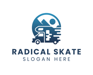 Blue Camper Van Vehicle logo design