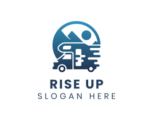 Blue Camper Van Vehicle logo design