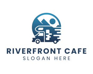 Blue Camper Van Vehicle logo design