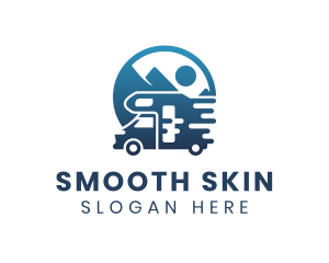 Blue Camper Van Vehicle logo design