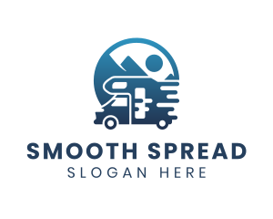 Blue Camper Van Vehicle logo design