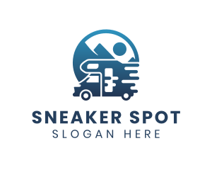 Blue Camper Van Vehicle logo design