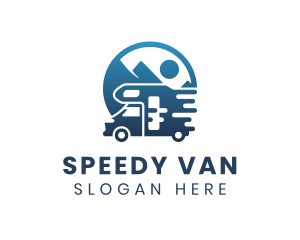 Van - Blue Camper Van Vehicle logo design