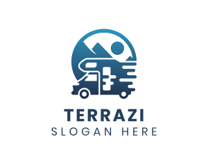 Blue Camper Van Vehicle logo design