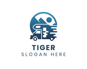 Blue Camper Van Vehicle logo design