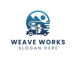 Blue Camper Van Vehicle logo design