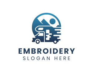 Blue Camper Van Vehicle logo design