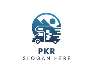 Blue Camper Van Vehicle logo design