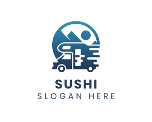 Blue Camper Van Vehicle logo design