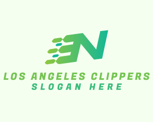 Green Speed Motion Letter N Logo