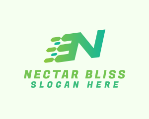 Green Speed Motion Letter N logo design